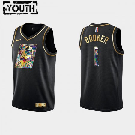 Maglia NBA Phoenix Suns Devin Booker 1 Nike 2021-22 Nero Golden Edition 75th Anniversary Diamond Swingman - Bambino